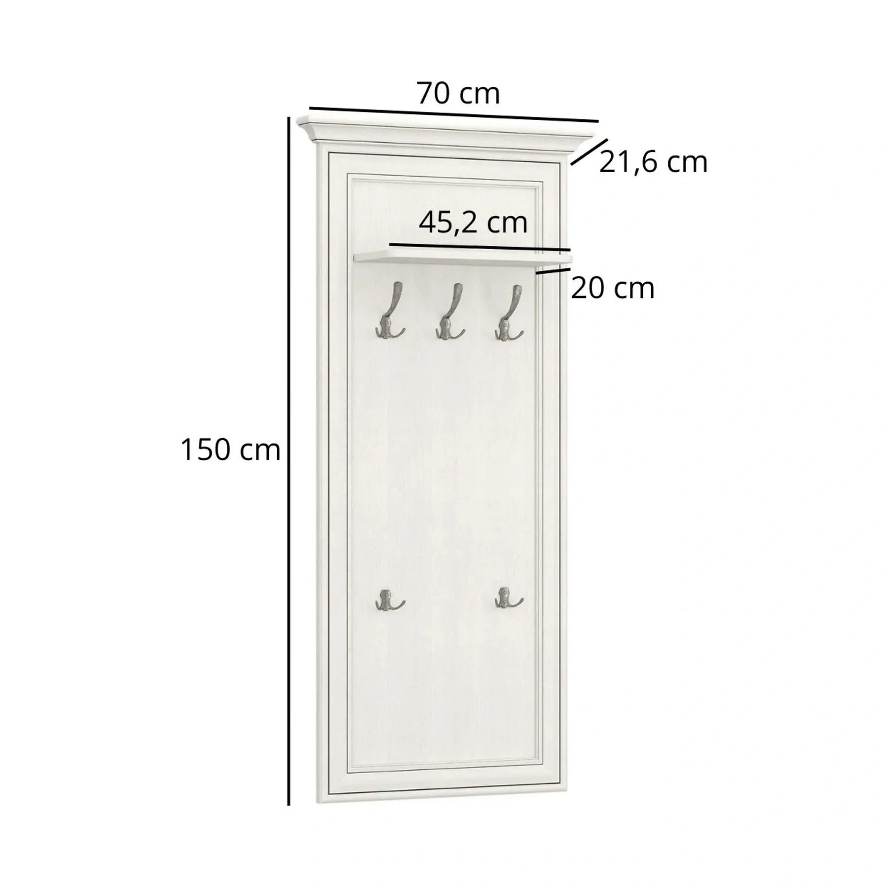 Mobila hol clasica TIFFANY II, PAL laminat/MDF/metal, grej