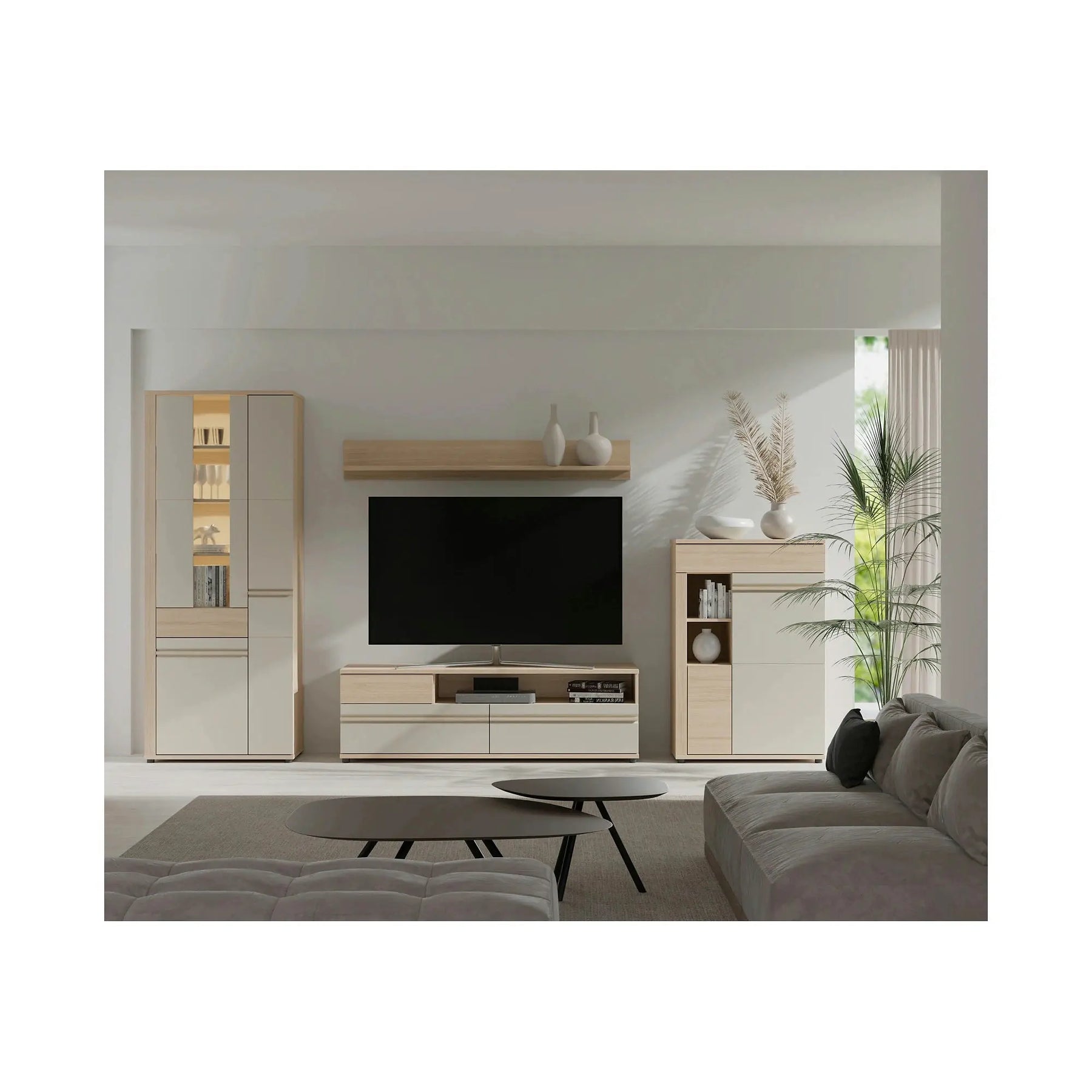 Mobila living led OSLO, stejar riva/casmir, PAL laminat, 4 piese