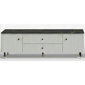Mobilier de sufragerie moderna SIERRA, PAL laminat/MDF/sticlă, casmir/negru cu efect de marmura