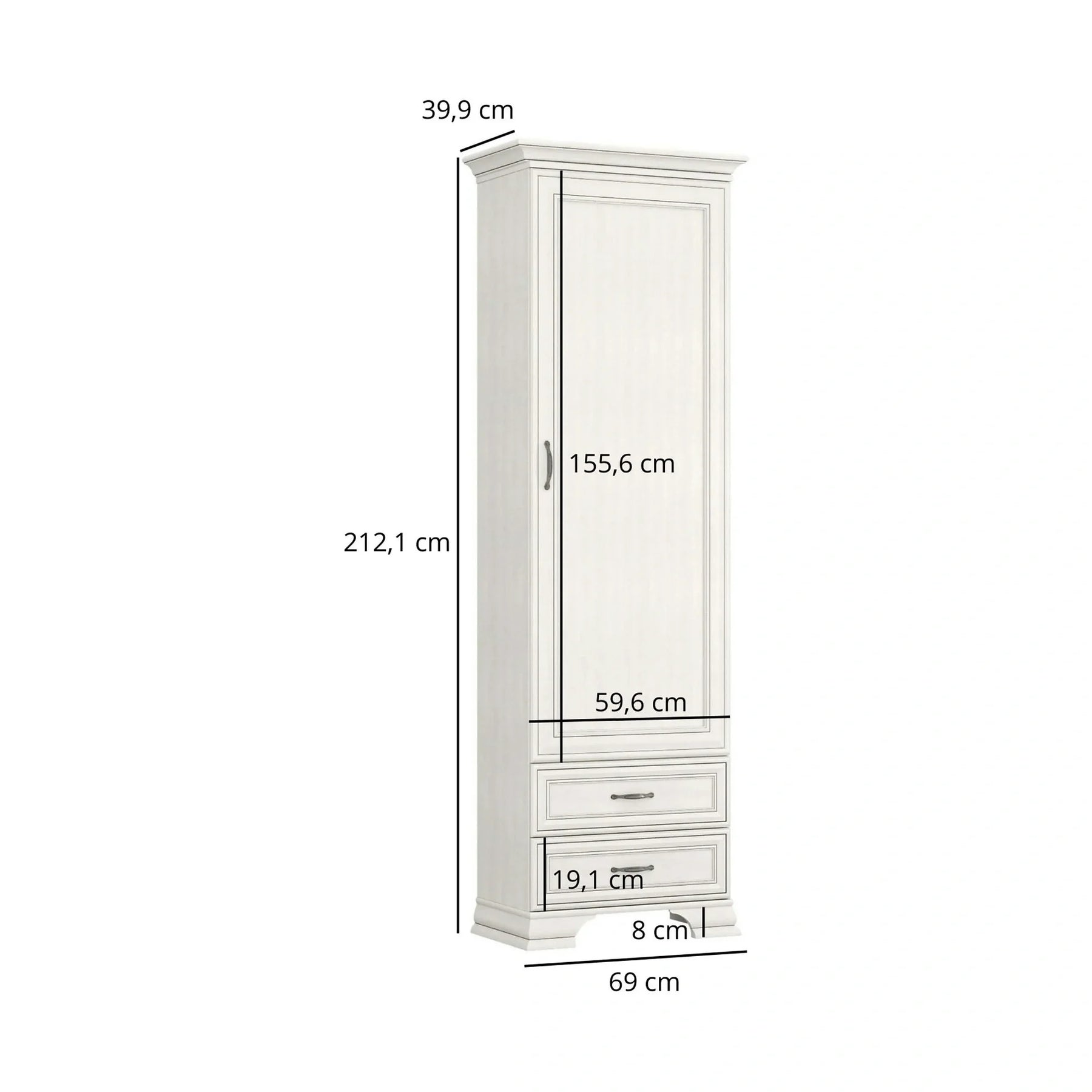 Mobilier dormitor clasic TIFFANY II-2, PAL laminat/MDF/metal, grej