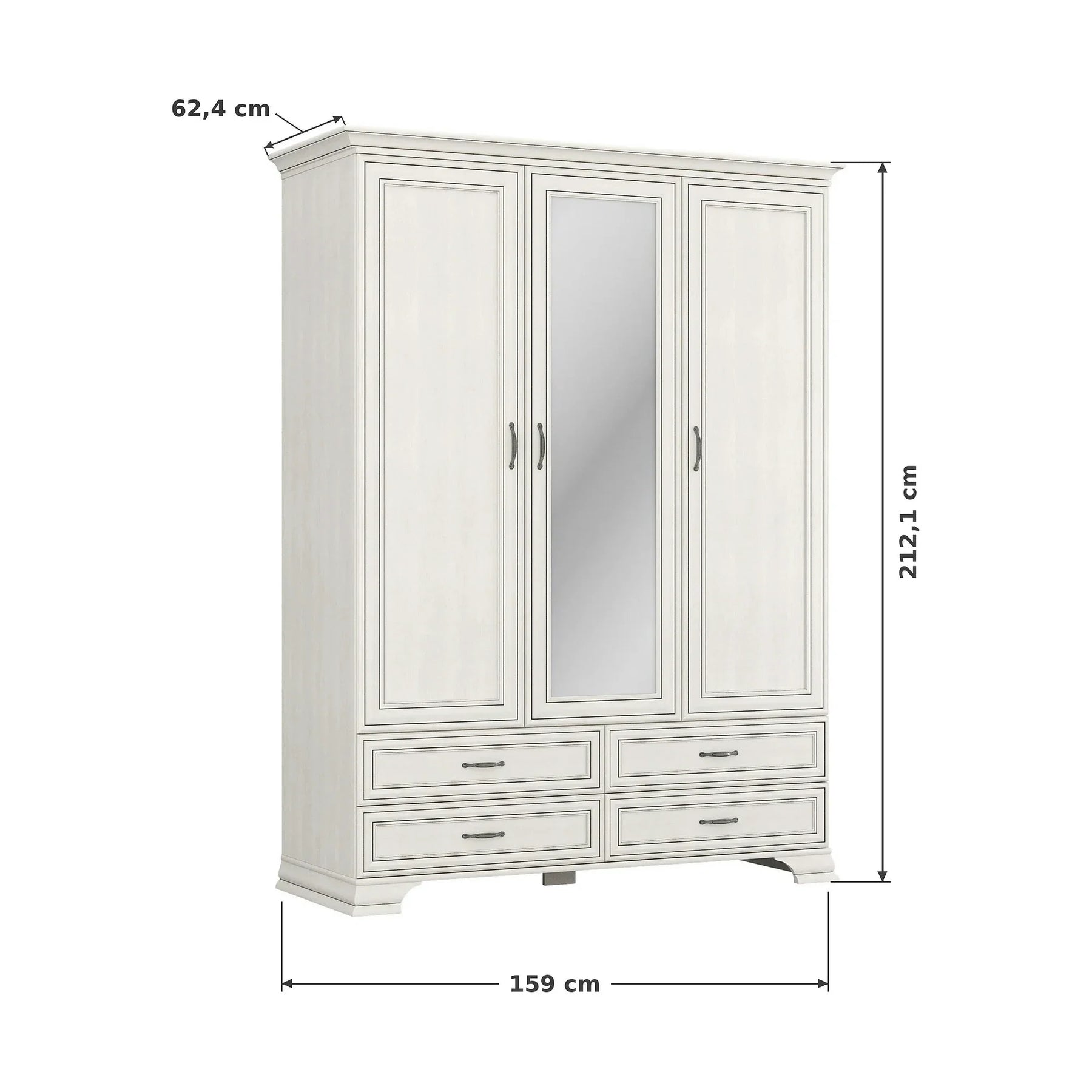 Mobilier dormitor clasic TIFFANY II, PAL laminat/MDF/metal, grej