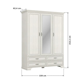 Mobilier dormitor clasic TIFFANY II, PAL laminat/MDF/metal, grej