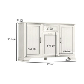 Mobilier dormitor clasic TIFFANY II, PAL laminat/MDF/metal, grej