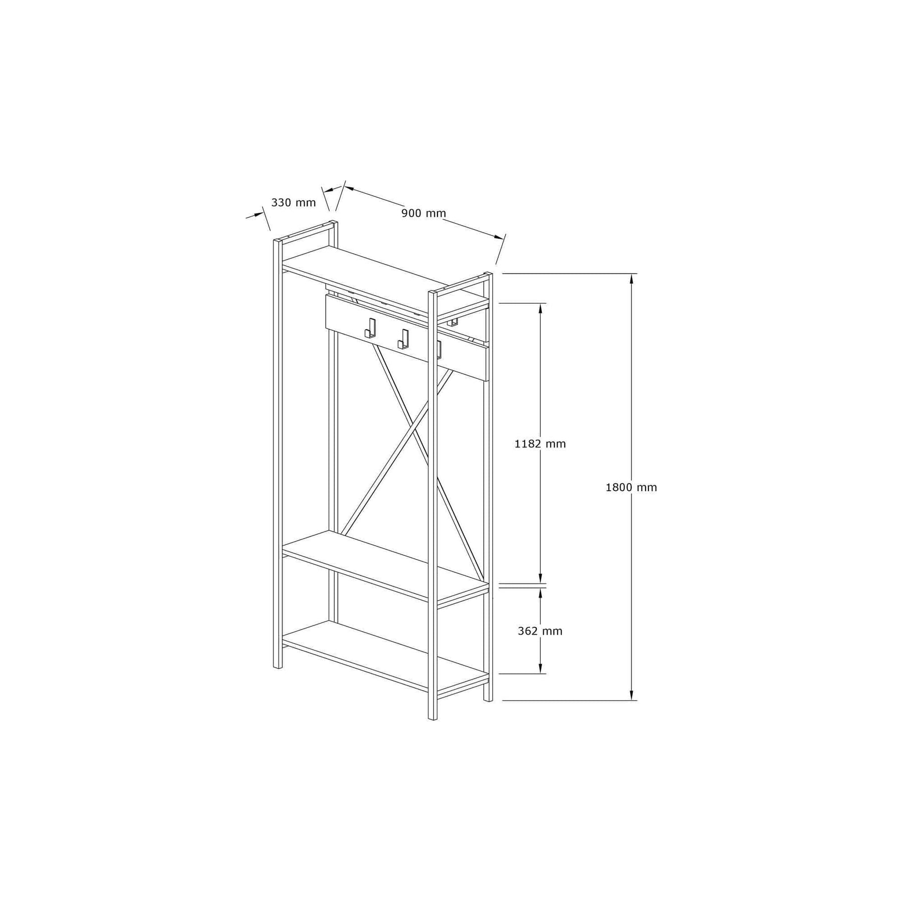 Mobilier hol AMSTERDAM OCN-32683, stejar/negru