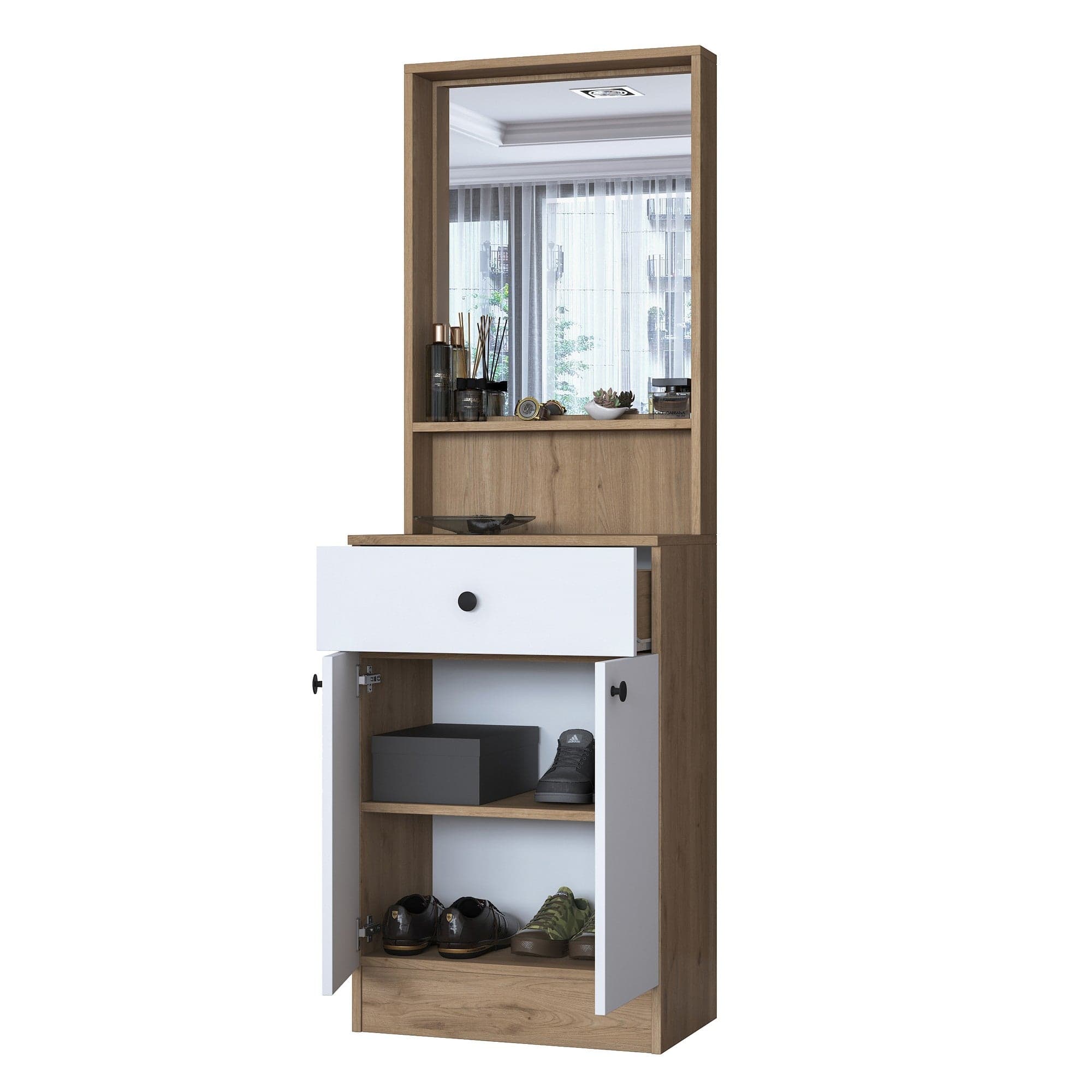Mobilier hol AMSTERDAM OCN-32689, stejar/alb