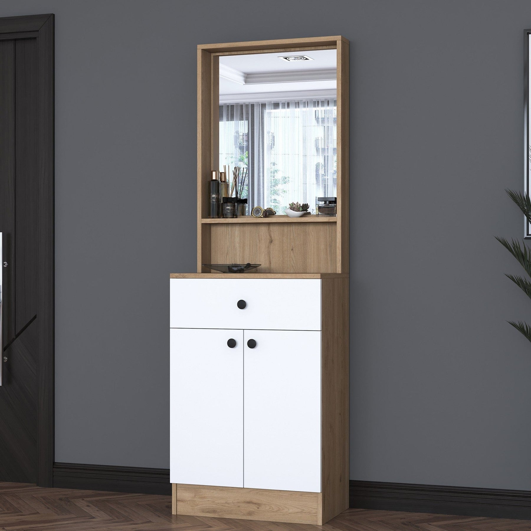Mobilier hol AMSTERDAM OCN-32689, stejar/alb