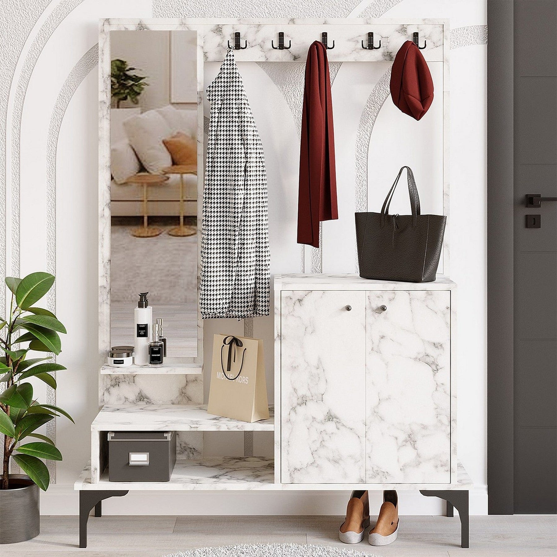 Mobilier hol AMSTERDAM OCN-32698, alb/negru