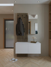 Mobilier hol ARIKA, alb/stejar, PAL, 101x38x200 cm