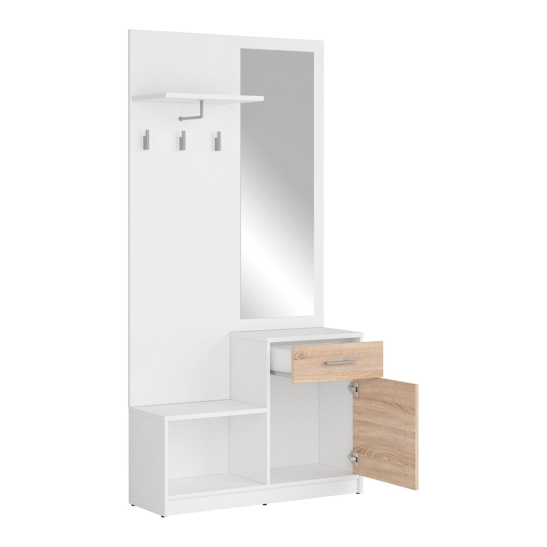 Mobilier hol BERGEN OCN-29154, alb/stejar sonoma