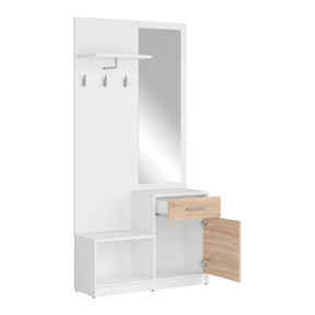 Mobilier hol BERGEN OCN-29154, alb/stejar sonoma