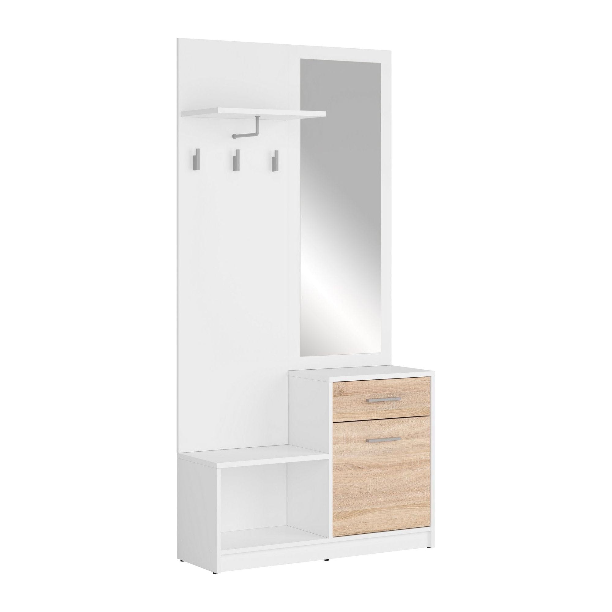 Mobilier hol BERGEN OCN-29154, alb/stejar sonoma