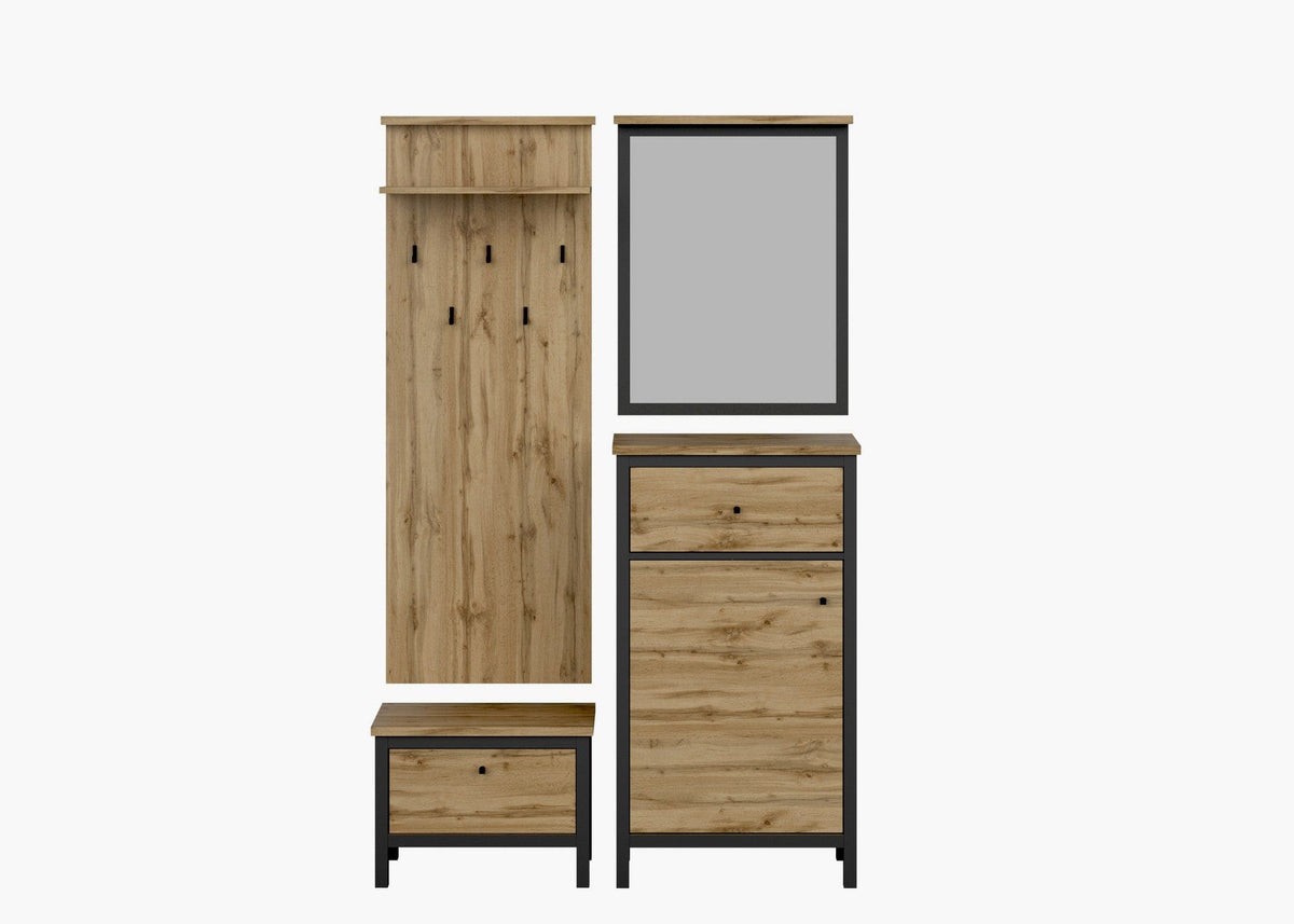 Mobilier hol CHOS, stejar/negru, PAL