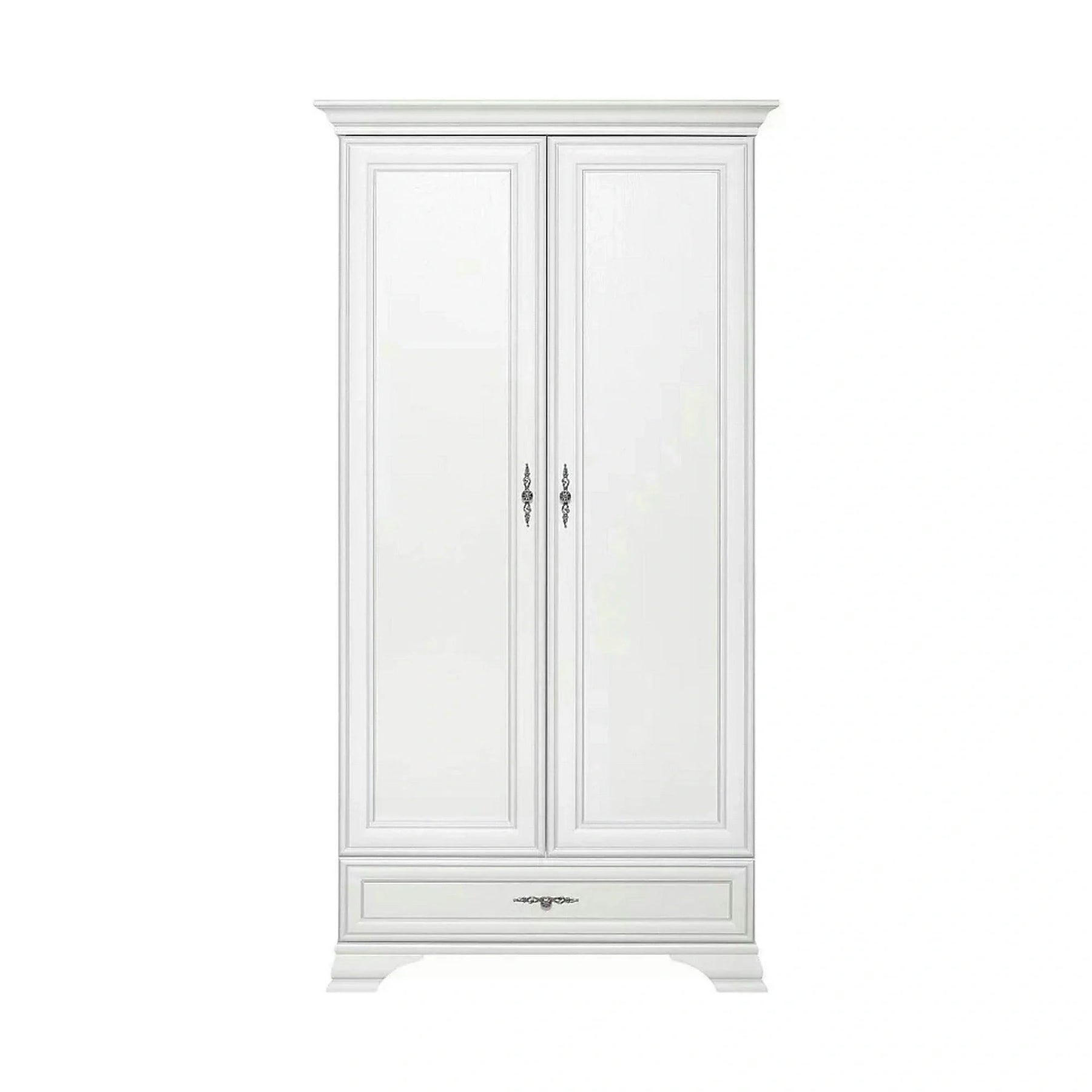 Mobilier hol cu oglinda IDENTO 2, alb, PAL melaminat, format din cuier, pantofar, comoda si dulap