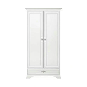 Mobilier hol cu oglinda IDENTO 2, alb, PAL melaminat, format din cuier, pantofar, comoda si dulap
