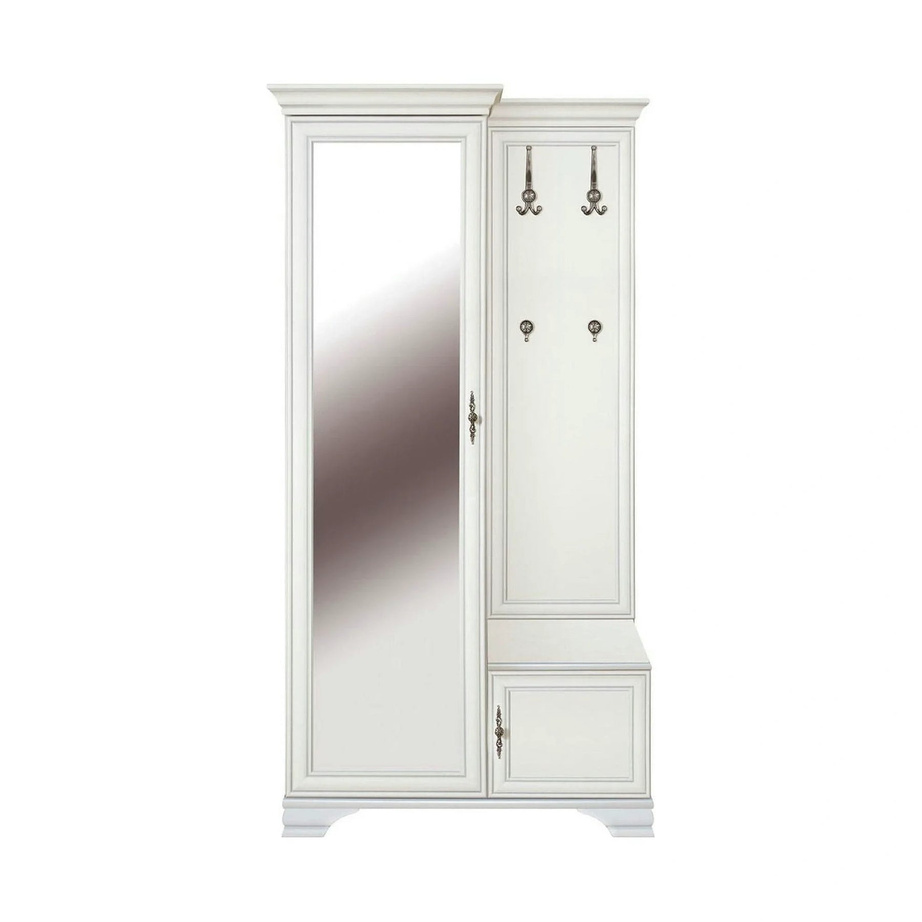 Mobilier hol cu oglinda IDENTO 3, PAL melaminat/MDF, alb
