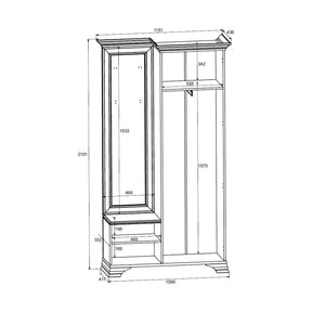 Mobilier hol cu oglinda IDENTO, PAL/MDF, alb, 115.1×43.6×210.1 cm