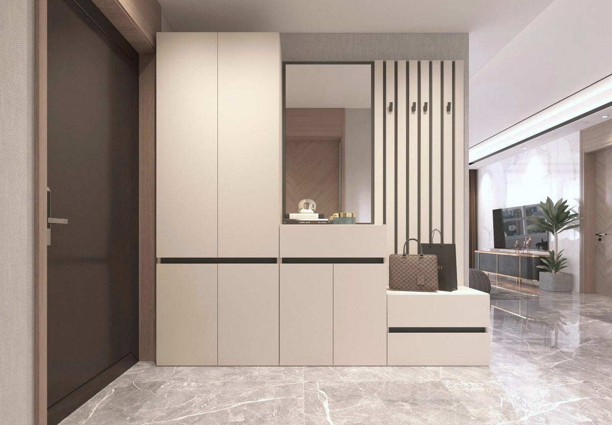 Mobilier hol LONDON, casmir/gri antracit, PAL, 217x38x220 cm
