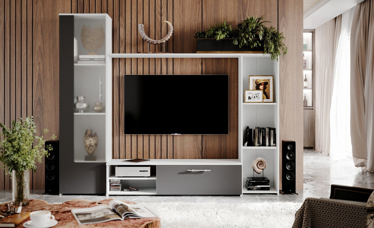 Mobilier living ADEL, gri antracit, PAL, 4 piese, 230x35x190 cm