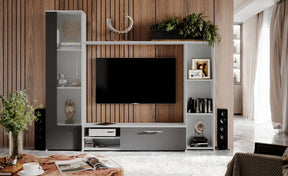 Mobilier living ADEL, gri antracit, PAL, 4 piese, 230x35x190 cm