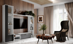 Mobilier living ADEL, gri antracit, PAL, 4 piese, 230x35x190 cm