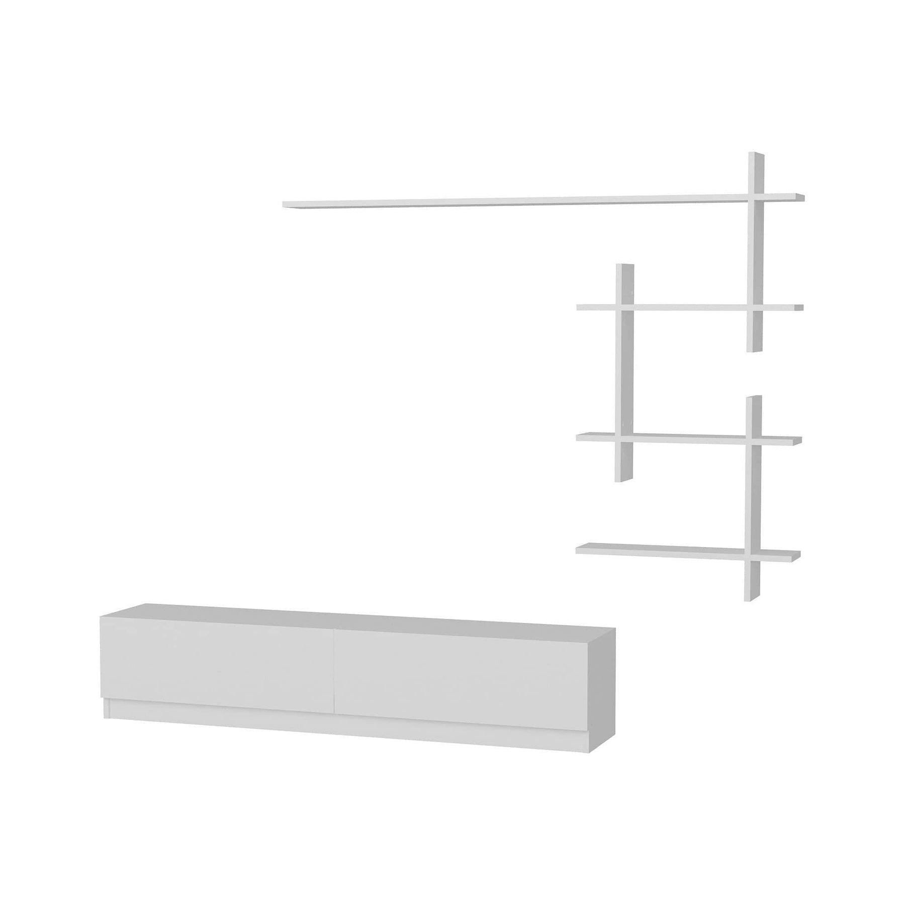 Mobilier living alb cu rafturi moderne, ideal pentru un decor elegant – primabucata