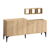 Mobilier living stejar cu detalii negre, ideal pentru un interior modern – primabucata