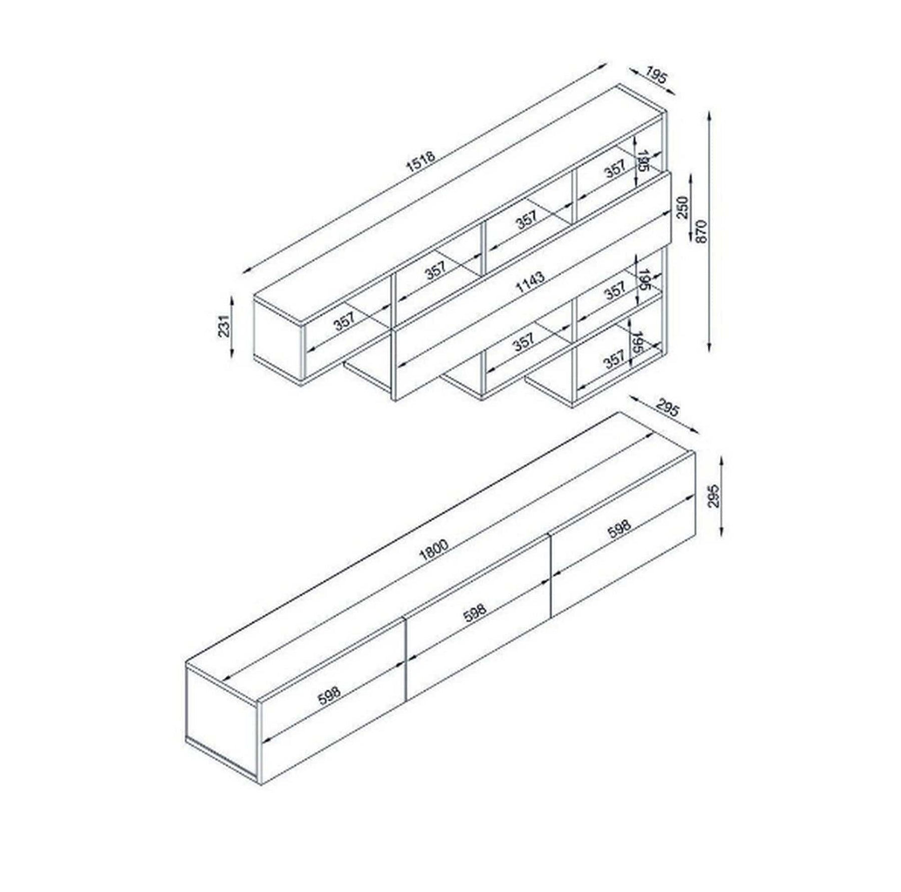 Mobilier living AMSTERDAM OCN-32368, alb/stejar