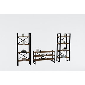 Mobilier living nuc și negru, cu rafturi deschise pentru decorare – primabucata