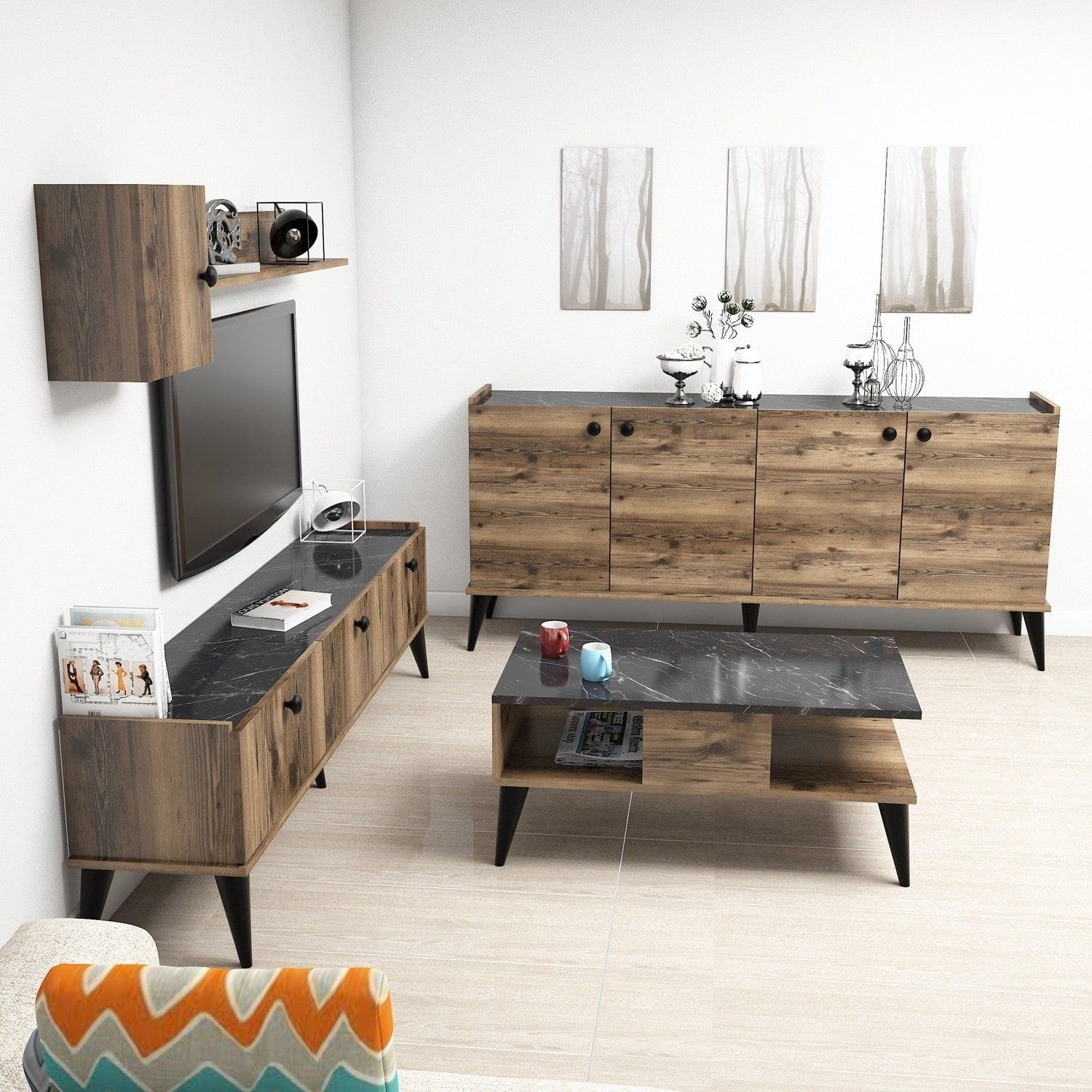 Mobilier living AMSTERDAM OCN-32384, stejar/negru