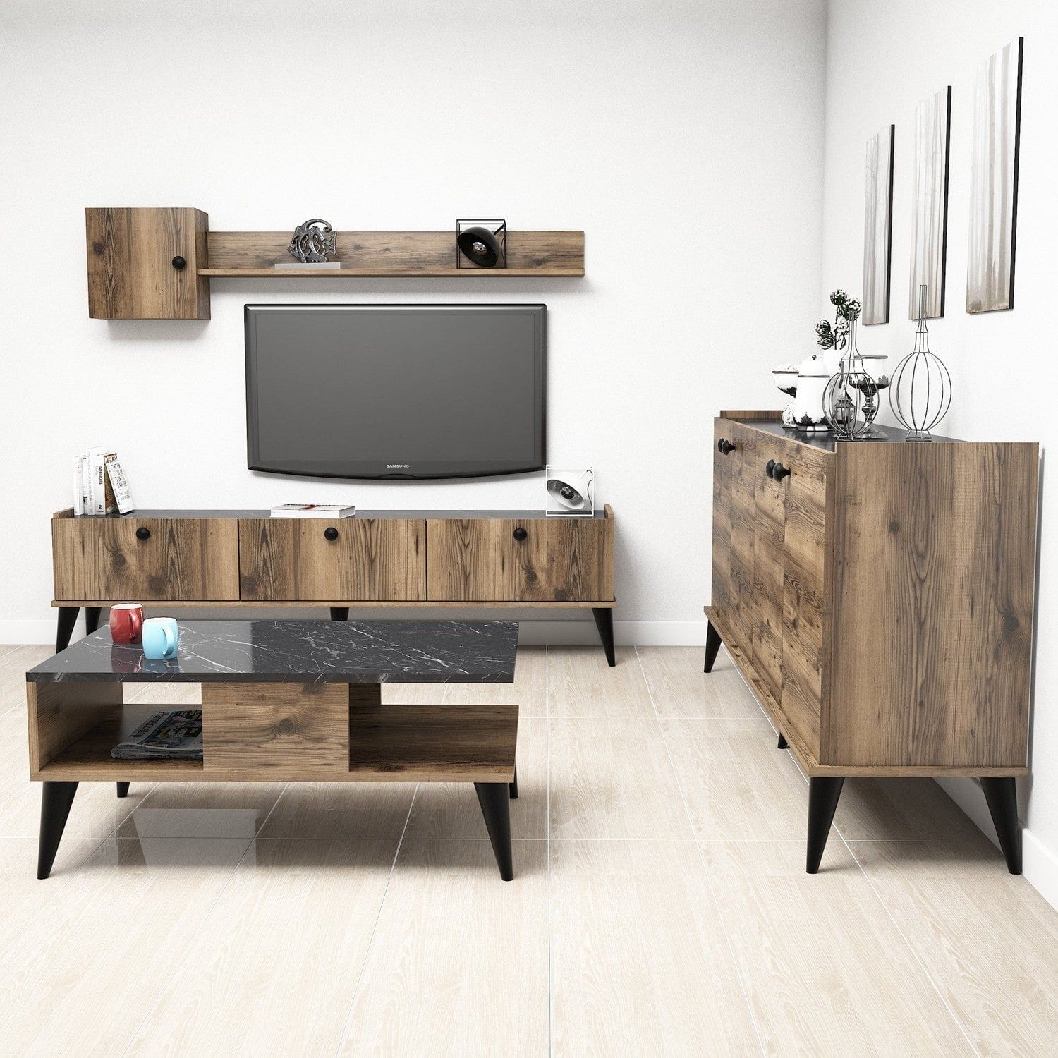 Mobilier living AMSTERDAM OCN-32384, stejar/negru