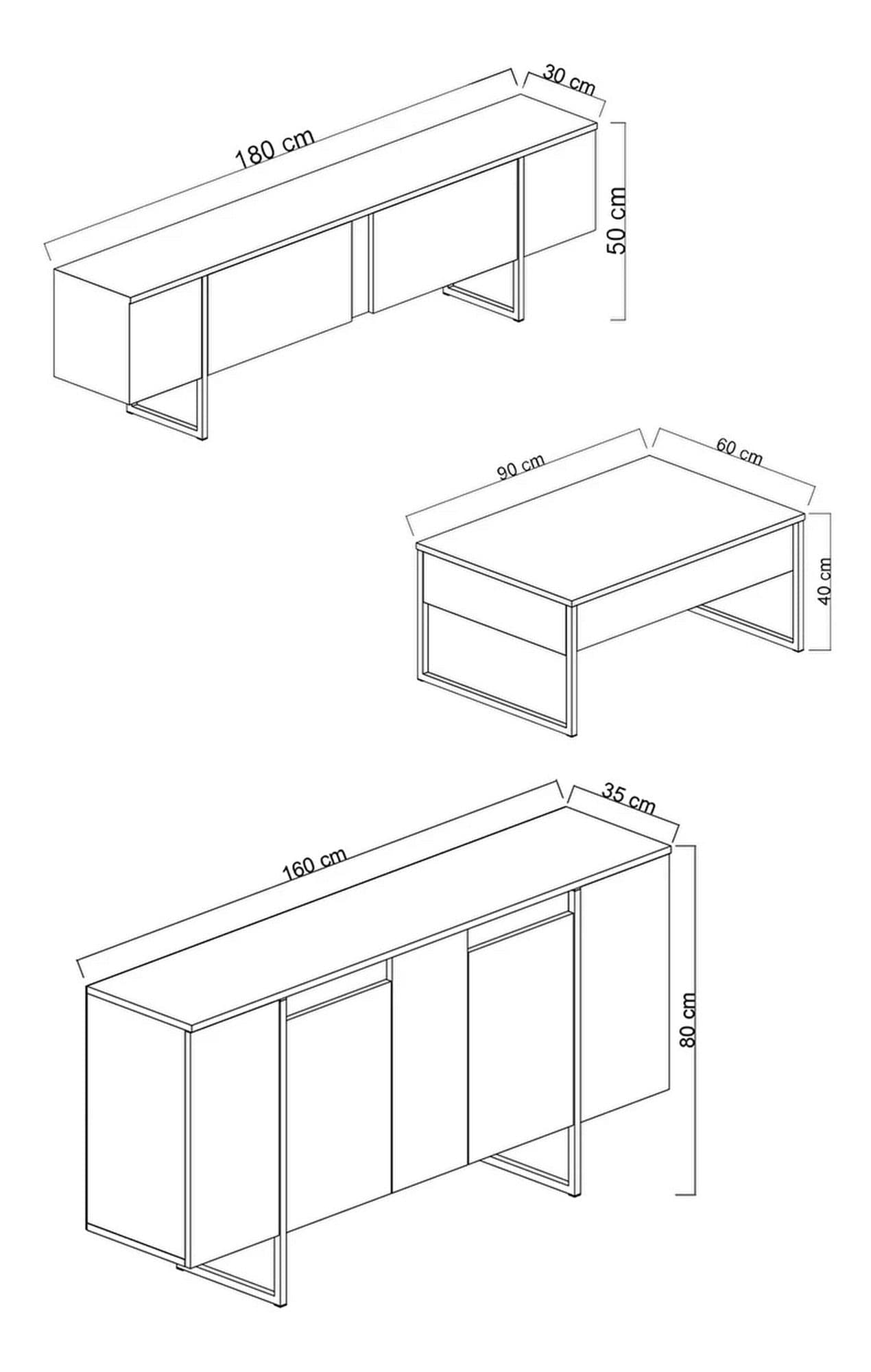 Mobilier living AMSTERDAM OCN-32386, stejar/negru