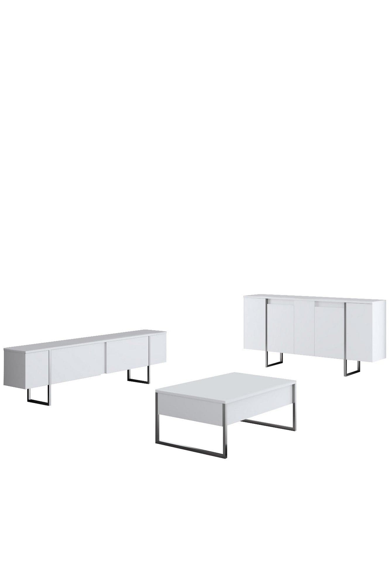 Mobilier living AMSTERDAM OCN-32391, alb/argintiu