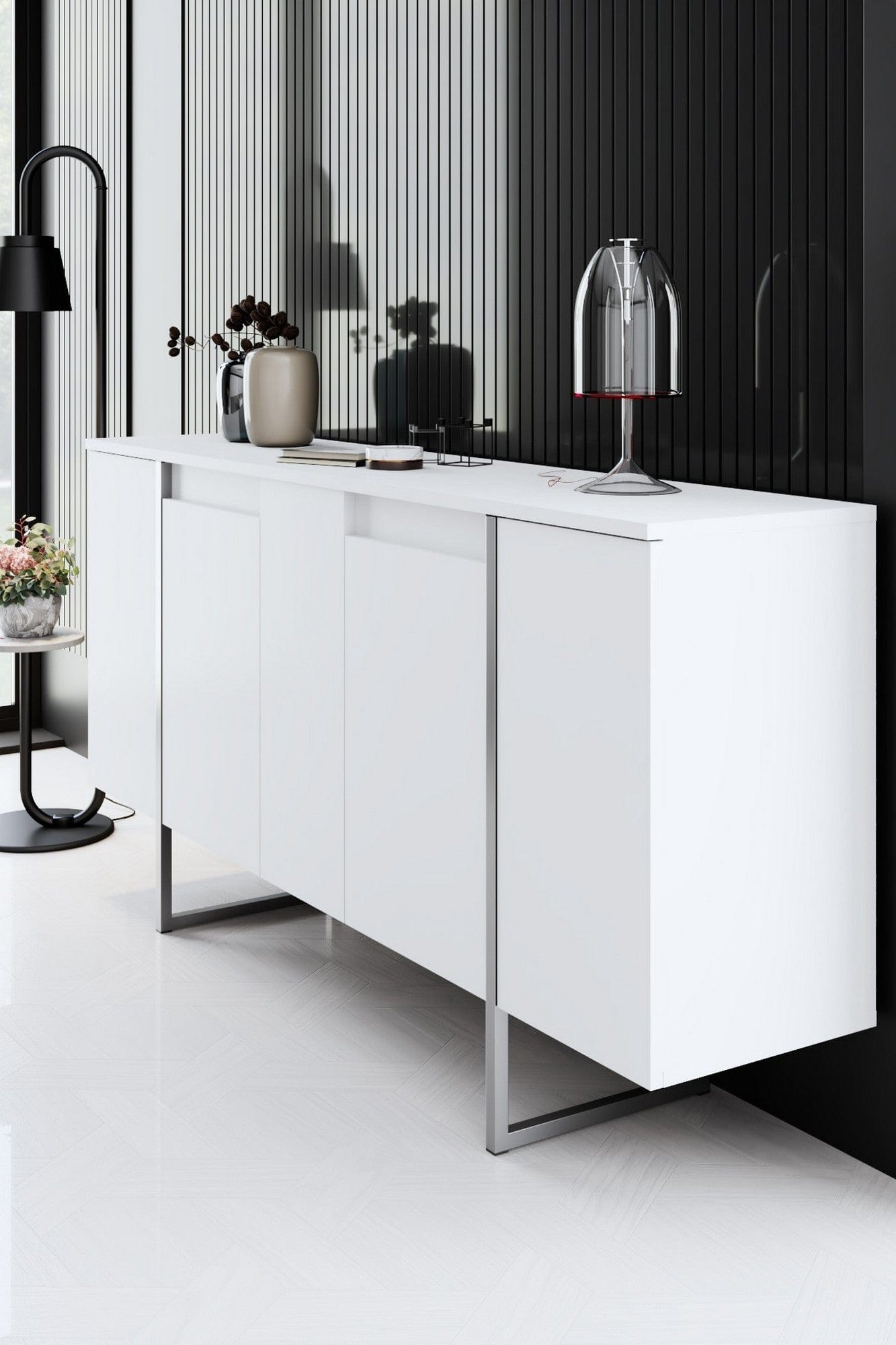 Mobilier living AMSTERDAM OCN-32391, alb/argintiu