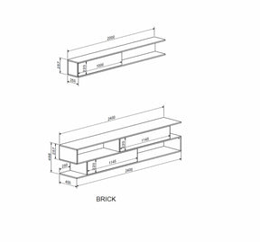 Mobilier living BRIK, stejar sonoma/casmir, PAL, 240x40x190 cm
