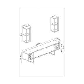 Mobilier living GOLD LINE, PAL melaminat/metal, alb/negru/auriu