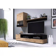 Mobilier living HOUSTON OCN-37567, stejar/negru mat/negru