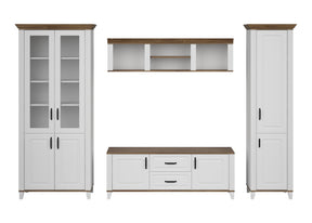 Mobilier living KANDY, alb/stejar, PAL, 319x57x220 cm