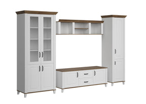 Mobilier living KANDY, alb/stejar, PAL, 319x57x220 cm