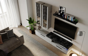 Mobilier living LICHI, gri beton, PAL, 230x43x215 cm
