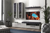 Mobilier living LICHI, gri beton, PAL, 230x43x215 cm