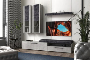 Mobilier living LICHI, gri beton, PAL, 230x43x215 cm