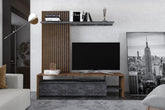 Mobilier living NEO II, stejar inchis/gri inchis, PAL, 190x40x200 cm