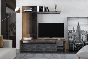 Mobilier living NEO II, stejar inchis/gri inchis, PAL, 190x40x200 cm