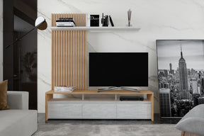 Mobilier living NEO, stejar auriu/gri deschis, PAL, 190x40x200 cm