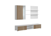 Mobilier living QUATRO, alb/stejar, PAL, 200x41x190 cm