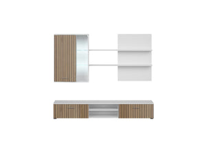 Mobilier living QUATRO, alb/stejar, PAL, 200x41x190 cm