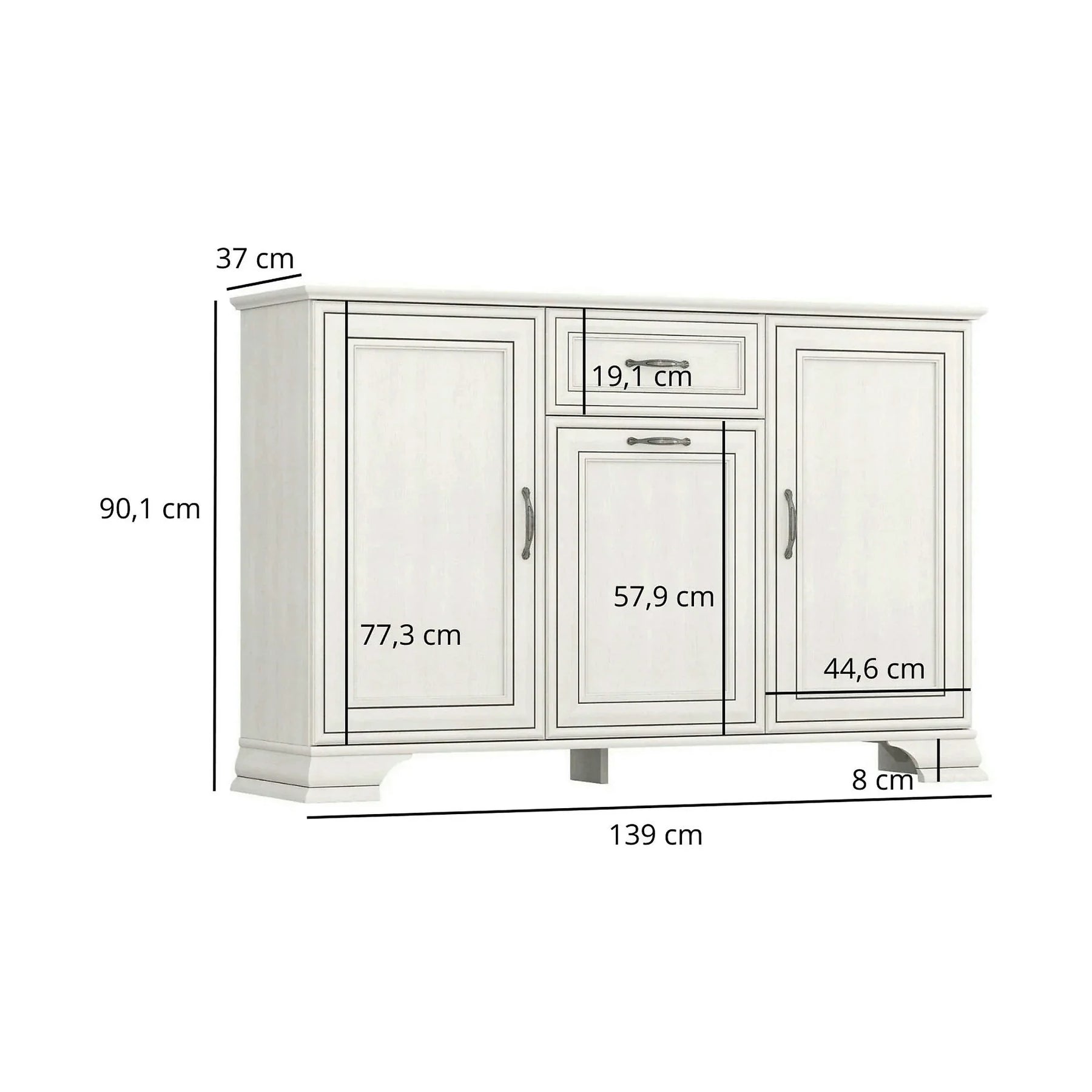 Mobilier sufragerie clasic TIFFANY II-5, PAL laminat/MDF/metal, grej