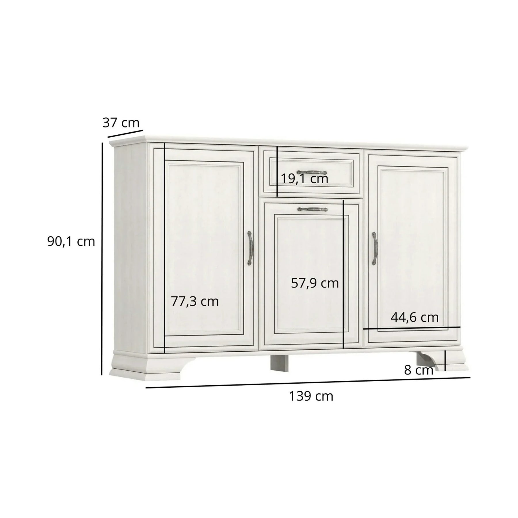 Mobilier sufragerie clasic TIFFANY II, grej, PAL laminat, 7 piese
