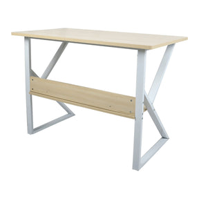 Masa birou TARCAL, cu raft laminat/metal, stejar natural/alb, 80x72x40 cm