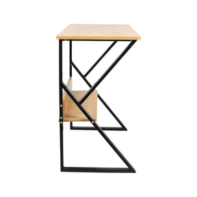 Masa birou TARCAL, cu raft laminat/metal, fag/negru, 100x72x60 cm